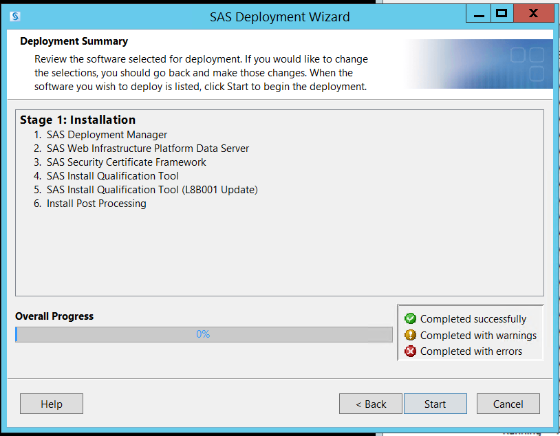 SAS Deployment Wizard installation screens